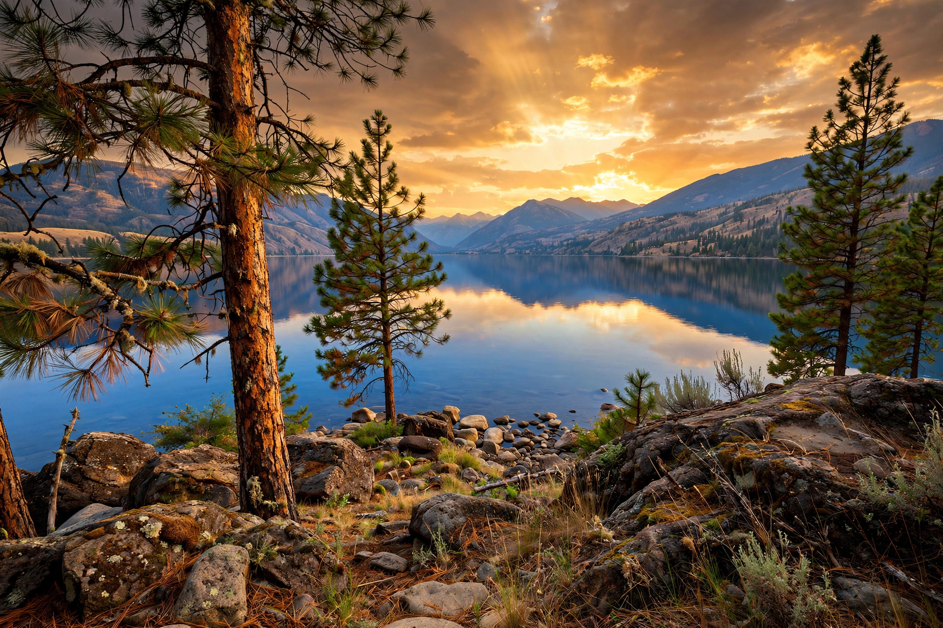 Okanagan Lake at golden hour — the valley we serve